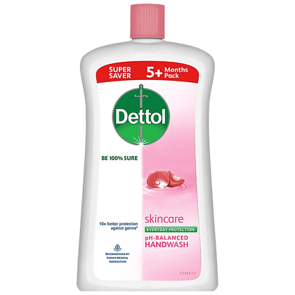 Dettol Liquid Handwash - Skincare Moisturizing Hand Wash, Antibacterial Formula, 10X Better Germ Protection, 900 Ml Refill Bottle