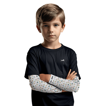 TVS Kid's AOP Arm Sleeves - Navy, 95% Polyester & 5% Lycra Spandex, Soft, Stretchable, Unisex, Free Size