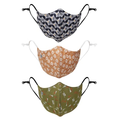 Women's Printed Cotton Face Mask  - Pack of 3