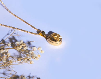 Gold Dipped Pyrite Necklace