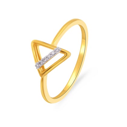 Senco Gold 18K Yellow Gold Chic Trigon Glimmer Diamond Ring (Gold Weight- 1.7 / HI-SI / 0.03 Ct)