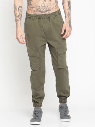 Punk Men Regular Fit Olive Jogger-30 / Olive