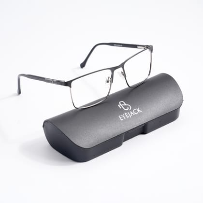 EyeJack DISK Grey & Silver Rectangle Eyeglasses for Men & Women (128614CL239-C1)