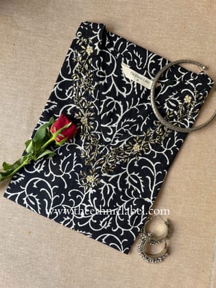 "Shabnam" Hand Embroidered Block Printed Cotton kurta-L