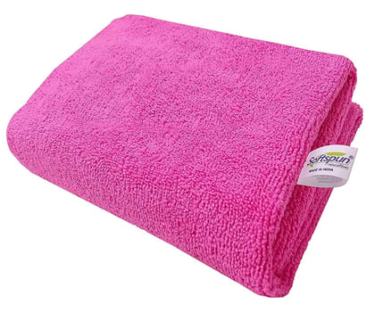 SOFTSPUN Microfiber Bath & Hair Care Towel Set of 1 Piece, 60x120 Cms, 340 GSM - Pink. Super Soft & Comfortable, Quick Drying, Ultra Absorbent in Large Size.