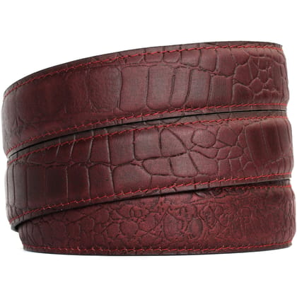 Hemener Men Autogrip Cherry Brown Croc Pattern Genuine Leather Strap-28