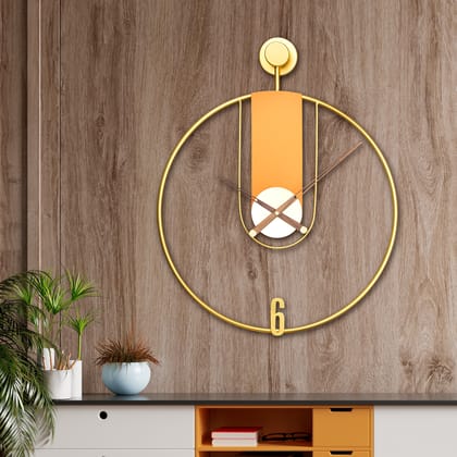 Metallic Radiant Circle Wall Clock-LENGTH - 24 INCHES & WIDTH - 20 INCHES / Metal / Available