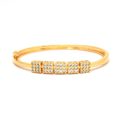 White Color American Diamond Bracelet-Bracelet Size: Adjustable / Gold / Alloy