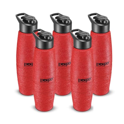 PEXPO Stainless Steel Sports/Fridge Water Bottle, 1L, Pack Of 5 Red, Duro | Eco-Friendly Water Bottle With Sipper Cap