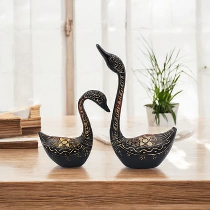 Brass Swan Pair | Duck Swan Showpiece Item for Home, Bedroom, Office for Gifting Purposes-Small