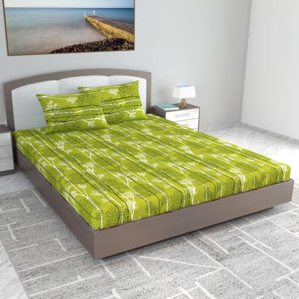 Leaflet King Size Bedsheet-King / Green / PL1420