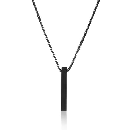 STAINLESS BLACK BAR NECKLACE