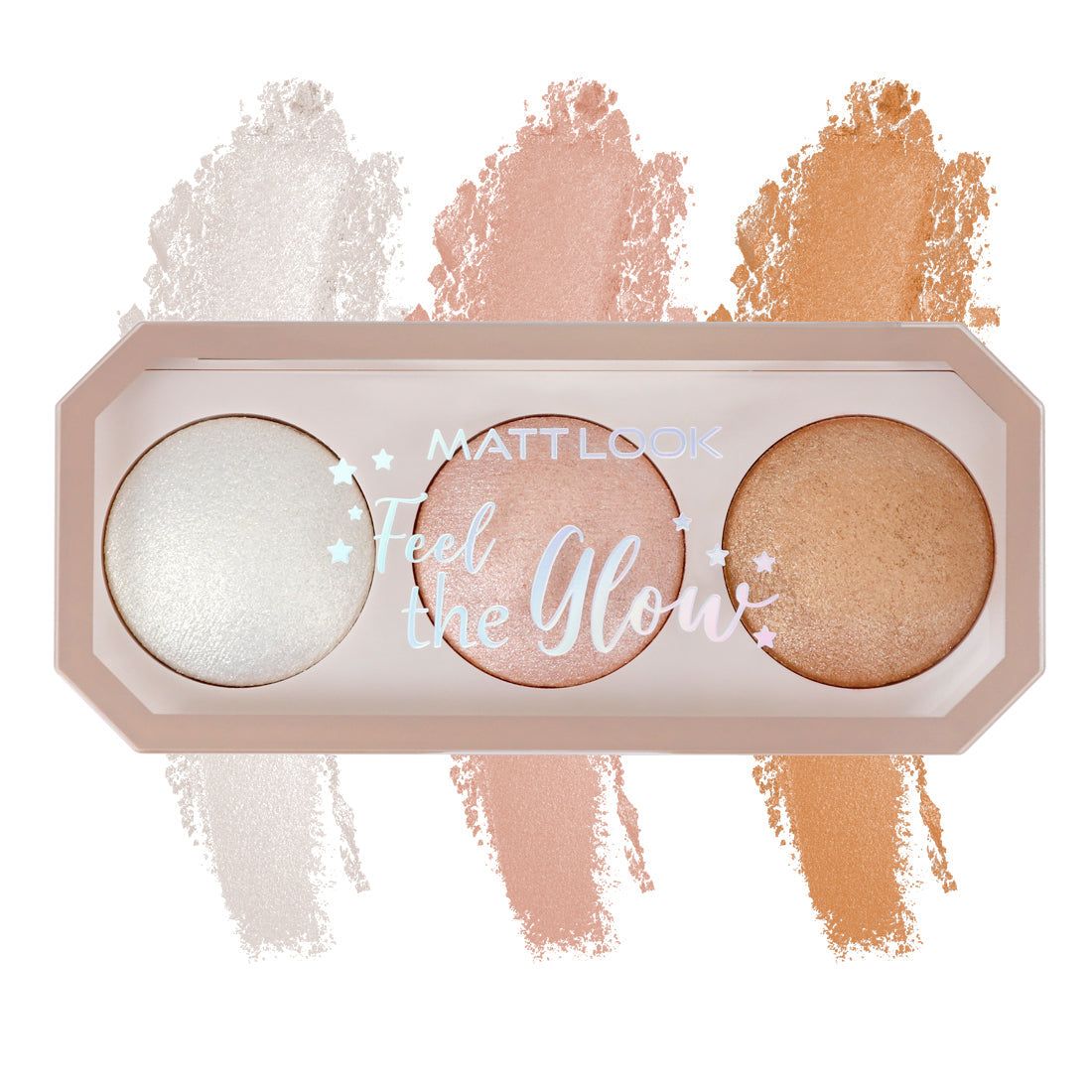 Mattlook Feel The Glow Baked Highlighter Trio, Enriched with Vitamin E, Ultra Blendable, Light Weight Baked Texture Silky & Smoth Dewy Finish, Highly Pigmented-Shade-01