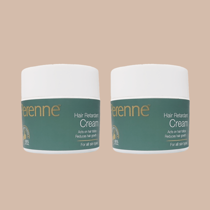 Twin Pack of Perenne Hair Retardant Cream For reducing facial & other body parts hair (50 gm x 2)-50 gm x 2