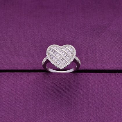 Intricately Crafted (He)art Ring-White Stone / Silver / US 5 (15.6 mm Diameter)