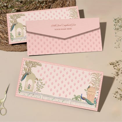 Personalised Money Envelopes - Pink Peacock - Set of 20