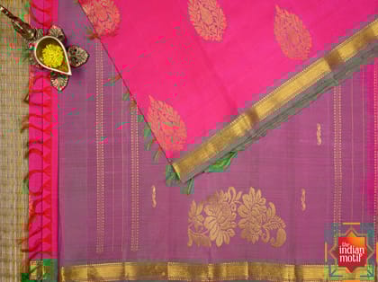 Kanjivaram Silk Saree Candy Pink Manthulir Todi