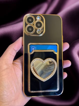 Bling Diamonds Heart Card Holder Cover-iPhone 14 Pro