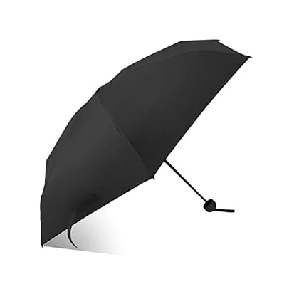 ABSORBIA Unisex 5-fold Umbrella, windproof, sun/rain protection, double layer, portable, black, 97CM diameter, with capsule cover.-ABSORBIA Unisex 5-fold Umbrella with capsule cover, windproof, d