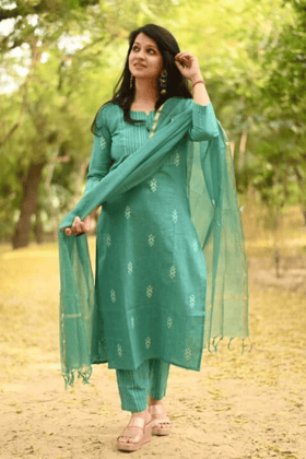 Handloom South Cotton Handloom Set-M / Rama Green