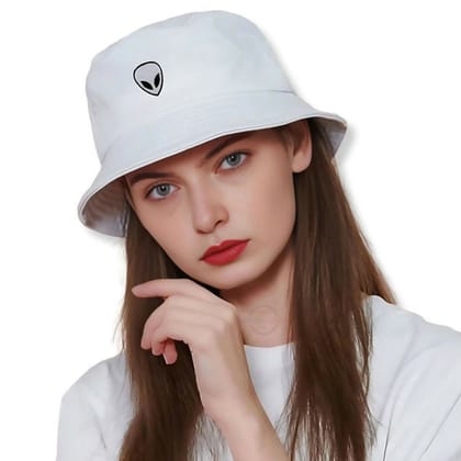 Tomorrow Fashion Alien UFO Bucket Hat - Trendy Packable Sun Cap for Men & Women-White