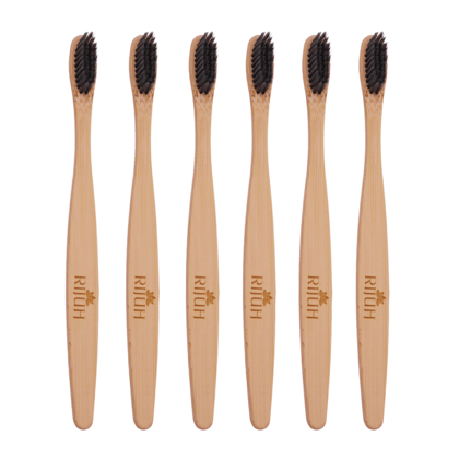 Rijuh Eco-Friendly Bamboo Toothbrush-Pack of 6