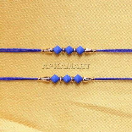 Beaded Blue Rakhi Set of 2