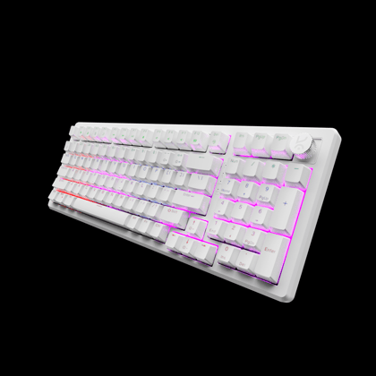 Hive Full-Size All White Wired Gaming Keyboard-Brown