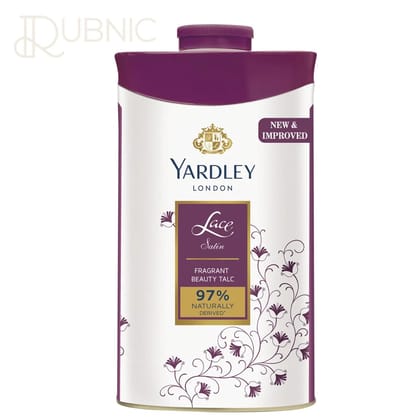 Yardley London Lace Satin Perfumed Talc for Women - 250g - Long-Lasting Freshness and Velvety Softness