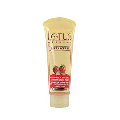 Lotus Herbals Berryscrub Strawberry & Aloe Vera Exfoliating Face Wash, 120 gm