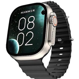 HAMMER Active 2.0 1.95" Display Bluetooth Calling Smart Watch with Metal Body in-Built Games Wireless Charging AOD 600 NITS Brightness (Black)