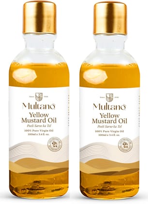 Multano Pro Cold Pressed Yellow Mustard Oil, Peeli Sarnso Ka tel for hair (100ml, Pack of 2)