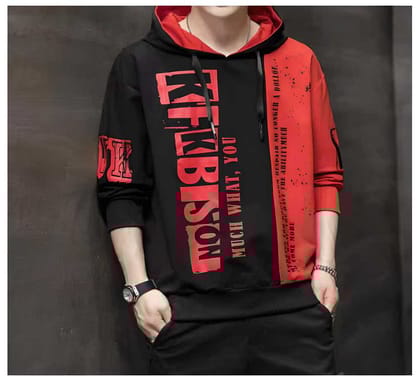 Fleece Colourblocked Full Sleeves Men's Hoodies-L
