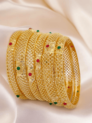 Jewels Kafe Gold Plated Bangle Set (Pack of 6)-2.4