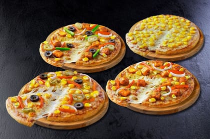 4 Veg Regular Pizza Combo