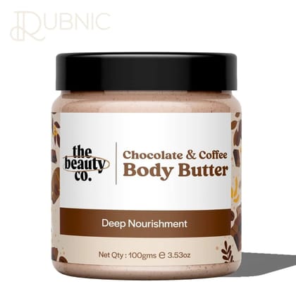 The Beauty Co. Chocolate & Coffee Body Butter - Intense Hydration for Young & Fresh Skin, Repairs Dryness, Nourishes & Retains Moisture - 100g