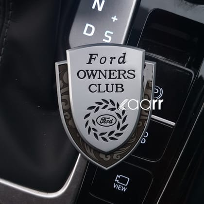 3D Owners Club Car Metal Emblem Badge Sticker Decal (Silver)-Ford