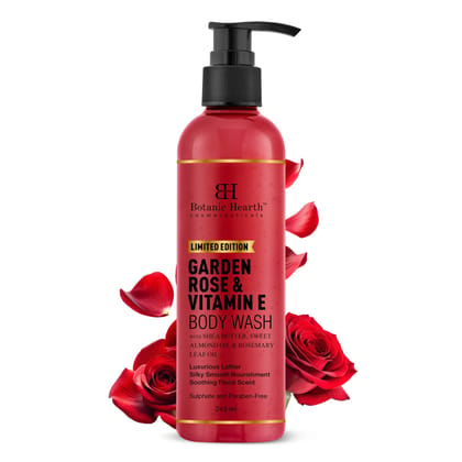 Botanic Hearth Garden Rose  Vitamin E Body Wash - 245ml - Moisturizing  Nourishing Formula - Gentle Cleanser-Botanic Hearth Garden Rose & Vitamin E Body Wash - 245ml - Moisturizing & Nourishing F