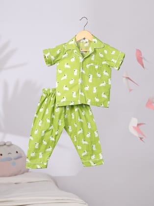 Green Rabbit Print Nightwear-0-3 Months