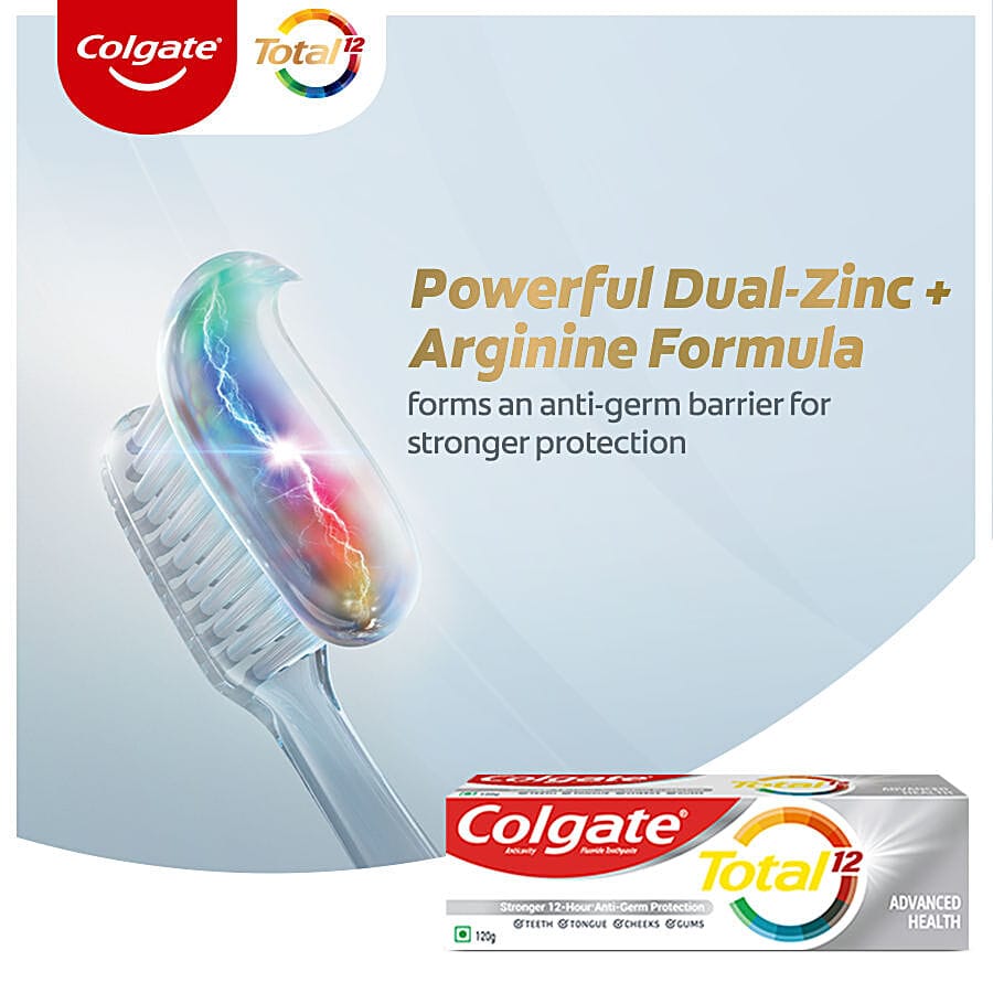 Colgate Total Whole Mouth Health, Antibacterial Toothpaste, 120Gm + 120Gm - Advanced Health, Saver Pack (Pack Of 2)