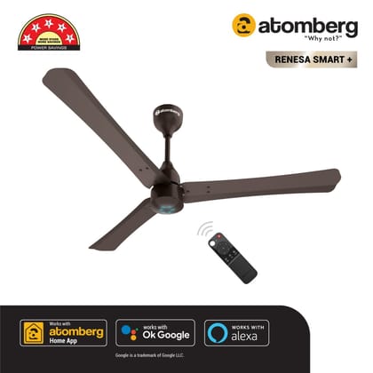 Atomberg Renesa Smart 1200 mm BLDC Ceiling Fan with IoT Remote Control  LED Indicators  Earth Brown-Atomberg Renesa Smart+ 1200 mm BLDC Ceiling Fan with IoT, Remote Control & LED Indicators | Ear