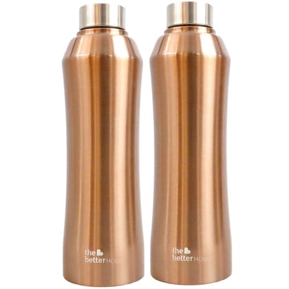 The Better Home 1000 Stainless Steel Water Bottle 1L - Gold, Eco-Friendly, BPA Free, Rust-Proof, Lightweight, Leak-Proof, Durable, Pack of 2.-The Better Home 1000ml Stainless Steel Water Bottle -