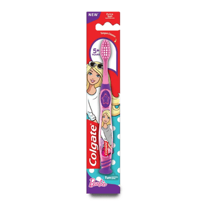 Colgate Kids Barbie Toothbrush - Extra Soft With Tongue Cleaner, 1 Unit Pack