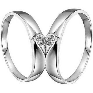 EIT Collection Adjustable Couple Rings for lovers valentine gift set Stainless Steel Cubic Zirconia Platinum Plated Ring