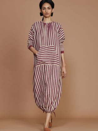 DS Ivory with Mauve Striped Dress-XS