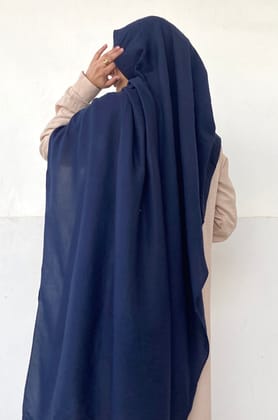 Malaysian Cotton Hijab - Navy Blue-Navy Blue