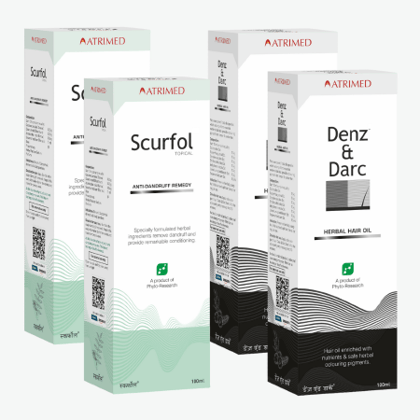 Atrimed Denz & Darc Hair Oil and Scurfol Anti-Dandruff Shampoo (Pack of 4) - 400 ml