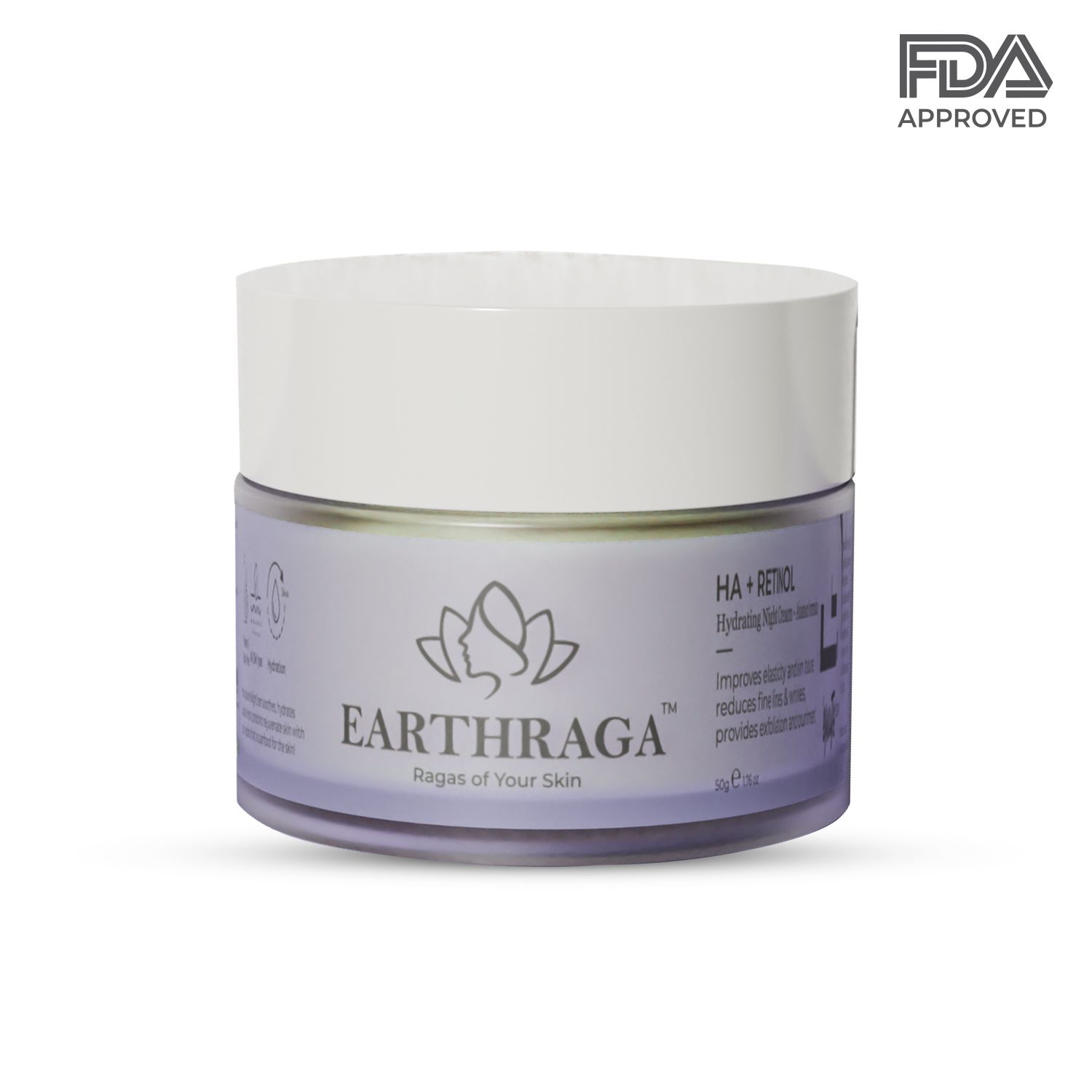 Earthraga HA + Retinol Advanced Night Cream with Squalane with Vitamin E 50 gm | For Men & Women