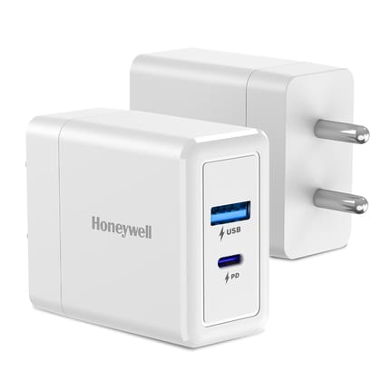 Honeywell Zest Charger GaN 65W,Ultra-Fast Charger with PPS support,1xType C Port & 1x USB A Port