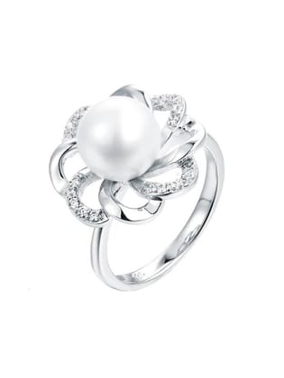 Pearl 925 Sterling Silver Flower Ring-12